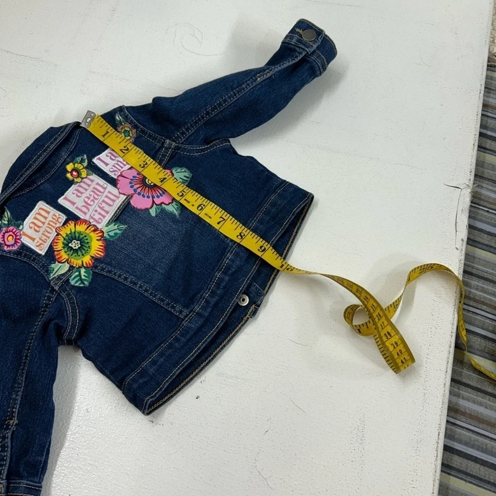 Kids Denim Jacket with Colorful Floral Patches